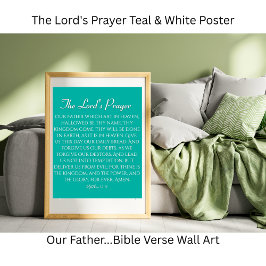 Póster La Oración del Señor Azul Teal y Blanco