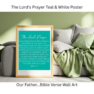 Póster La Oración del Señor Azul Teal y Blanco