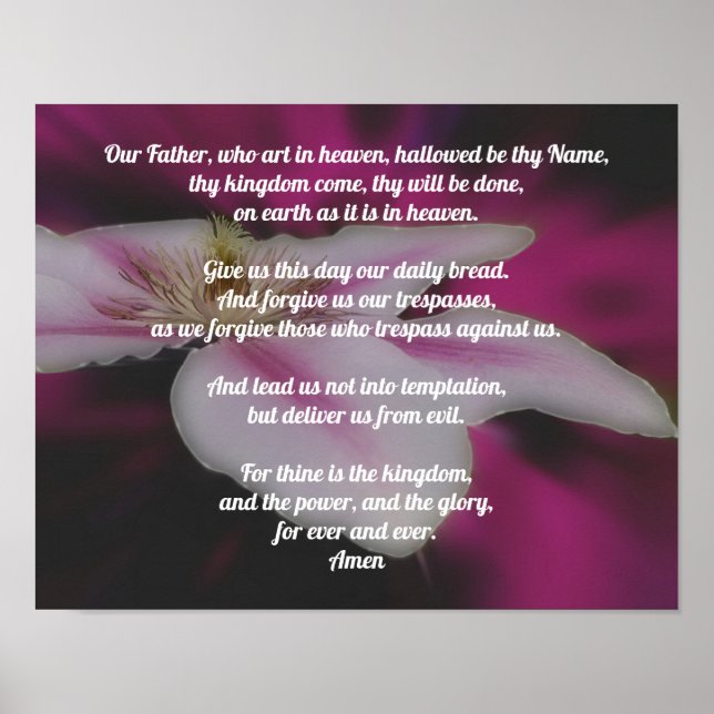 Póster La oración del Señor Nuestro Padre Clematis (Frente)