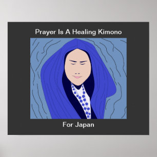 Póster la oración es un kimono curativo para Japón