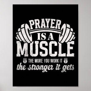 Póster La oración es un músculo Christian Fitness Gym Cit