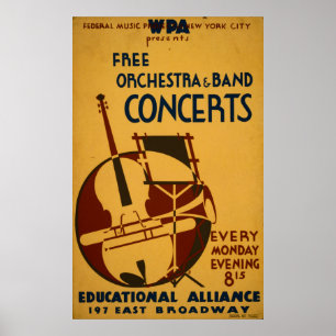 Póster La orquesta libre concierta el poster 1938 del