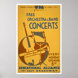 Póster La orquesta libre concierta WPA 1938