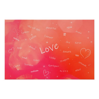 Póster La palabra AMOR en muchos idiomas diferentes