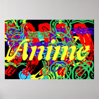 la palabra anime con un toque de color