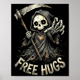 Póster La Parca Abraza Esqueleto Humor Negro