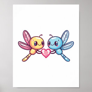 Póster La pareja de la pareja de la libélula ama el amor