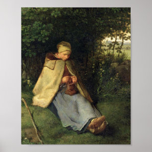Póster La pastora Jean Millet sentada en el punto de mira