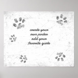 Póster la pata de perro linda agrega texto gris y blanco 