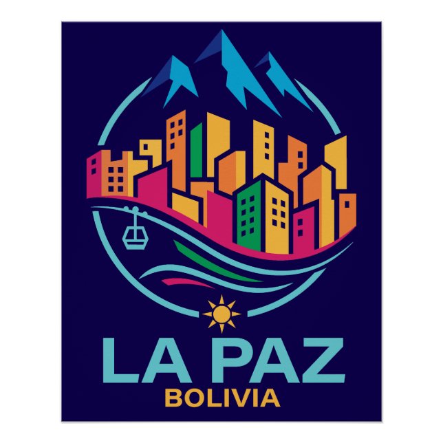 Póster La Paz Bolivia Sudamérica (Anverso)
