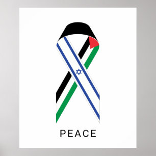 Póster La paz para Israel y Palestina banderas con la ban