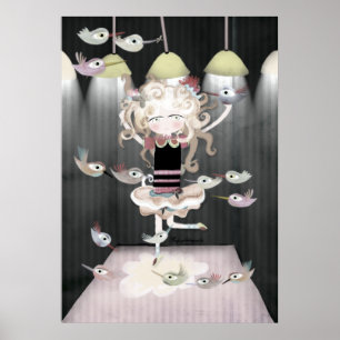 Póster La película de suspense Los pájaros de Alfred Hitc