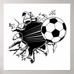 Póster La pelota de fútbol se estalla