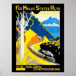 Póster La península de oro, Malasia, ferrocarril, tren,