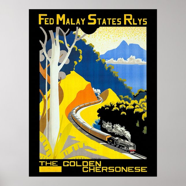 Póster La península de oro, Malasia, ferrocarril, tren, (Frente)