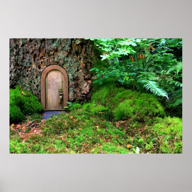 Póster La pequeña casa mágica de madera arbórea por amor  (Frente)