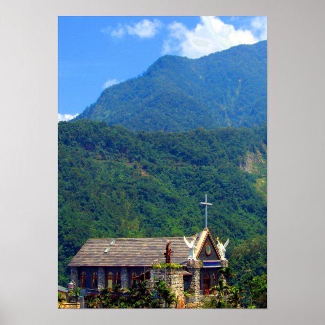 Póster La pequeña iglesia en las montañas (Frente)