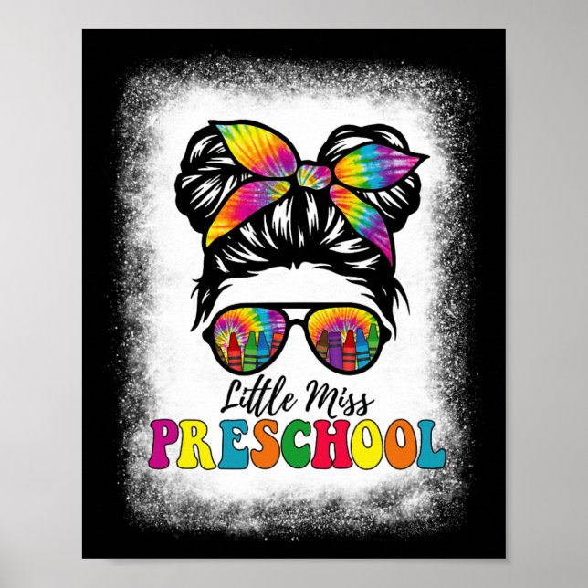 Póster La pequeña Miss Prescología Tie Dye Messy Bun Chic (Frente)