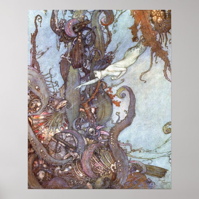 Póster La pequeña sirena de Edmund Dulac (Frente)