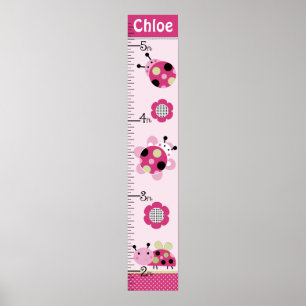 Póster La pequeña tabla de crecimiento Chica de Ladybugs 
