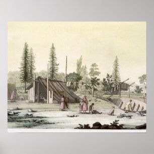 Póster La Perouse en el puerto Francesci (grabado del