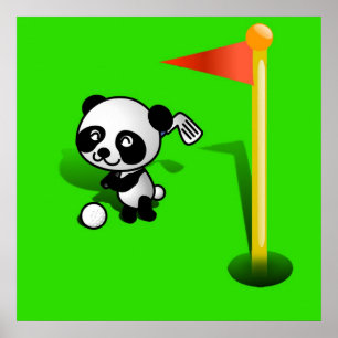 Póster La personalizado Baby Panda lleva el golf en Green