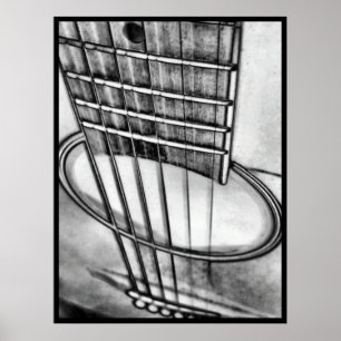 Póster La perspectiva de guitarra acústica tira la fronte