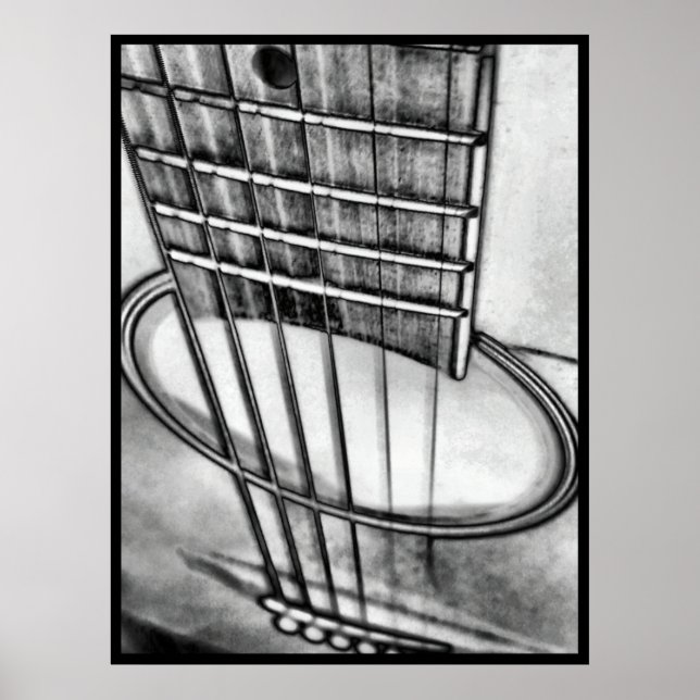 Póster La perspectiva de guitarra acústica tira la fronte (Frente)