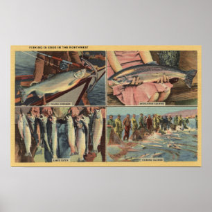 Póster La "pesca es buena en el noroeste" - Chinook