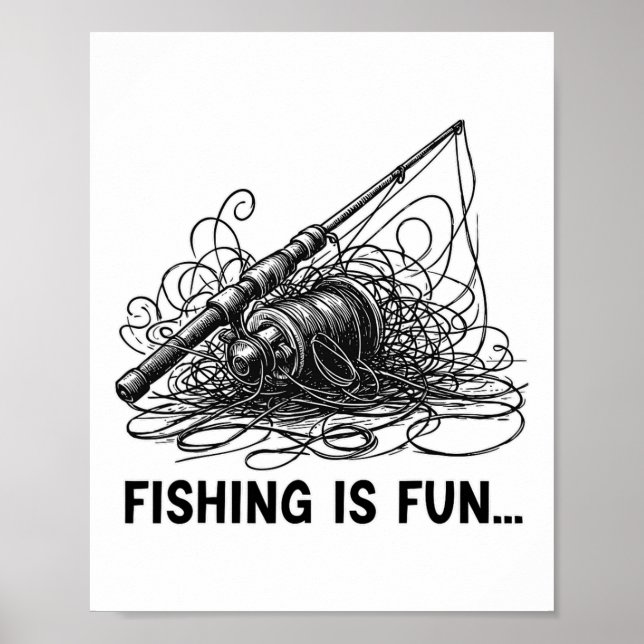 Póster La Pesca Es Divertida Nido De Pájaro Divertido  (Frente)