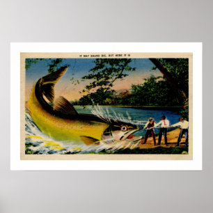Póster La pesca exagerada de vintage divertida