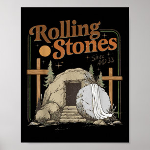 Póster La Piedra Se Deslizó Y Está Vivo Como Retro Cristo