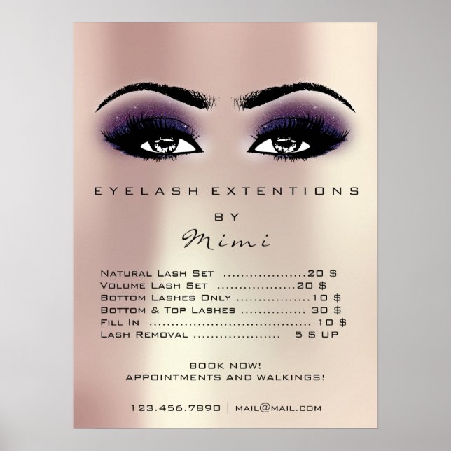 Póster La piel rosa violeta Makeup Ojos baja los precios (Frente)