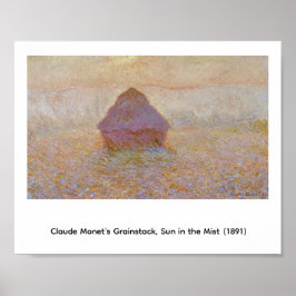 Póster La pila de grano de Claude Monet, sol en la niebla