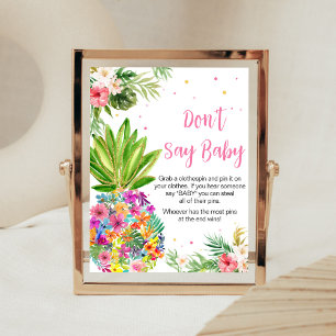Póster La piña tropical floral no dice bebé