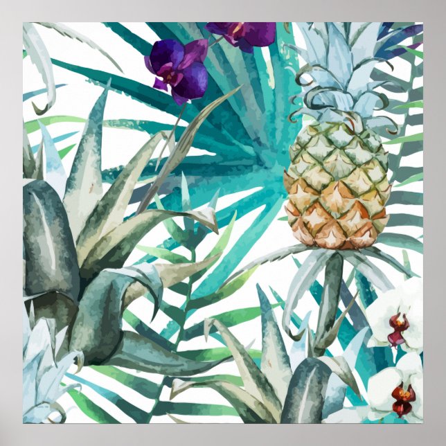 Póster La piña tropical, la naturaleza moderna y la veget (Frente)