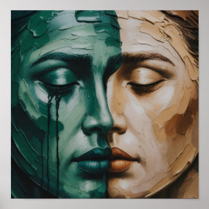 Póster La pintura al óleo abstracto de las dos caras
