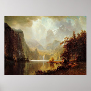 Póster La pintura de Albert Bierstadt, en las montañas de