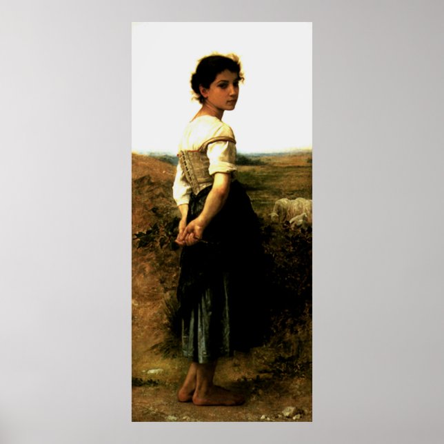 Póster La pintura de Bouguereau de 1895: La joven pastora (Frente)