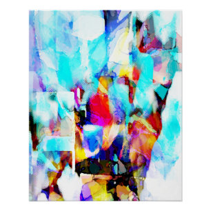 Póster La pintura de color amarillo azul Aqua Rosa muestr