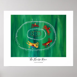 Póster La pintura de la carrera de caballos