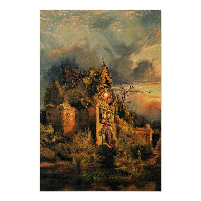 Póster La pintura de Thomas Moran, La casa embrujada, (Anverso)