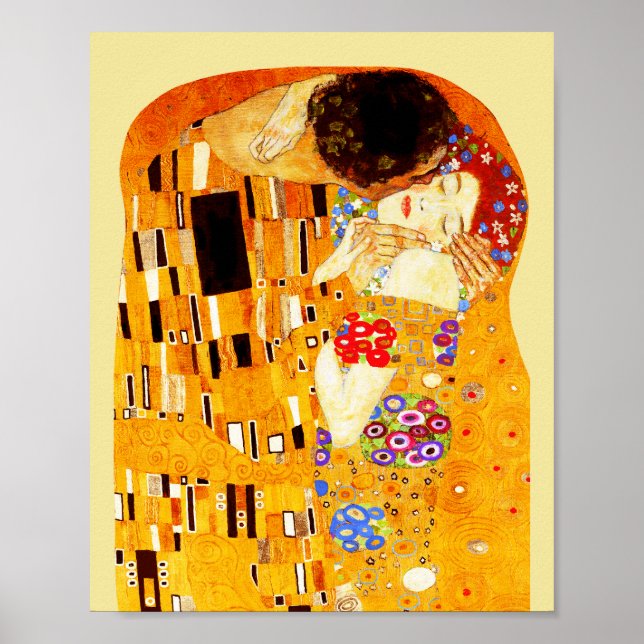 Póster La pintura del beso de Gustav Klimt (Frente)