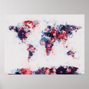 Póster La pintura del mapa del mundo salpica