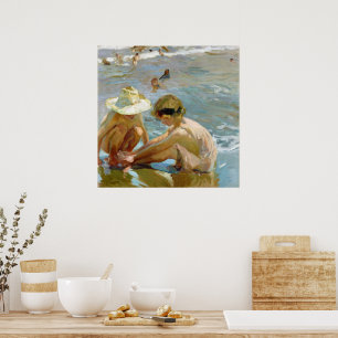 Póster La pintura del pie herido de Joaquin Sorolla