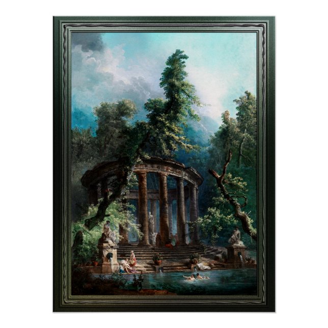 Póster La piscina de baño de Hubert Robert 2ª edición (Anverso)