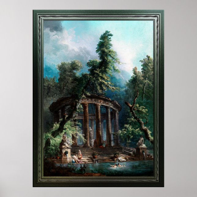 Póster La piscina de baño de Hubert Robert 2ª edición (Frente)