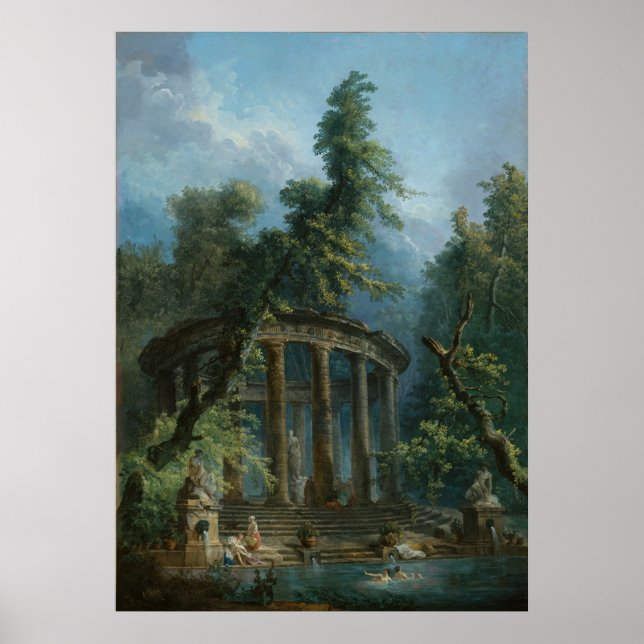Póster La piscina de baño - Hubert Robert (Frente)