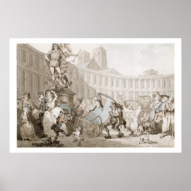 Póster La Place des Victoires, París, c.1789 (pluma y tin (Frente)
