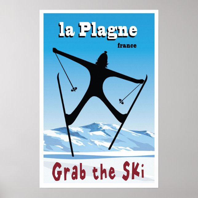 Póster La Plagne, Francia, esquí (Frente)